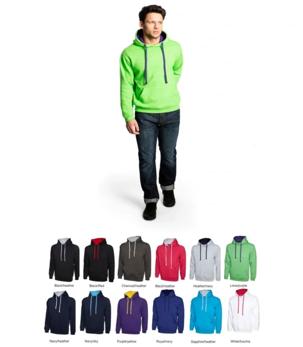 Uneek UC507 Contrast Hooded Sweatshirt